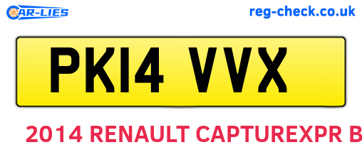 PK14VVX are the vehicle registration plates.