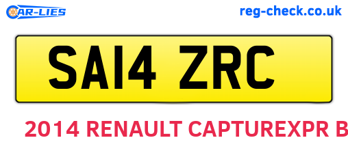 SA14ZRC are the vehicle registration plates.