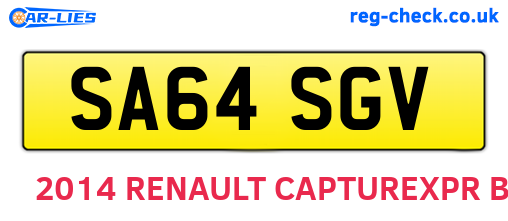 SA64SGV are the vehicle registration plates.