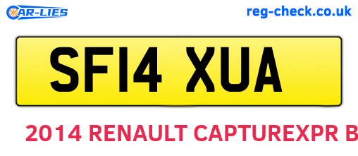 SF14XUA are the vehicle registration plates.