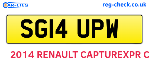 SG14UPW are the vehicle registration plates.