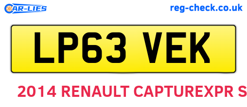 LP63VEK are the vehicle registration plates.