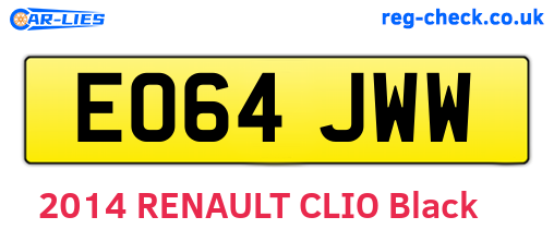 EO64JWW are the vehicle registration plates.
