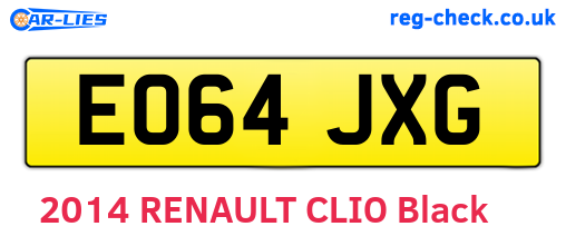 EO64JXG are the vehicle registration plates.