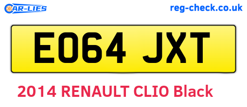EO64JXT are the vehicle registration plates.