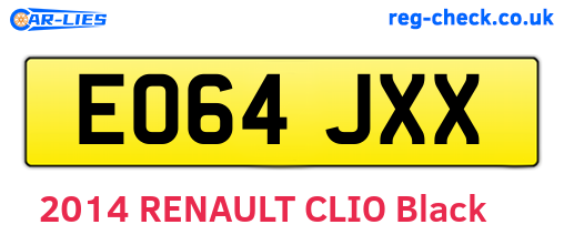 EO64JXX are the vehicle registration plates.