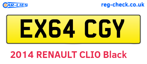 EX64CGY are the vehicle registration plates.