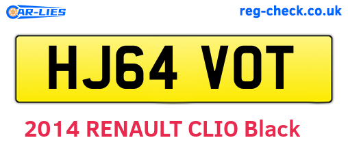 HJ64VOT are the vehicle registration plates.
