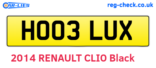 HO03LUX are the vehicle registration plates.