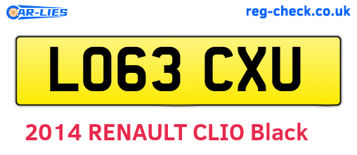 LO63CXU are the vehicle registration plates.