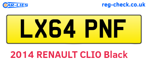 LX64PNF are the vehicle registration plates.