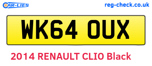 WK64OUX are the vehicle registration plates.