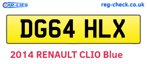 DG64HLX are the vehicle registration plates.