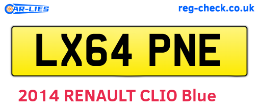 LX64PNE are the vehicle registration plates.