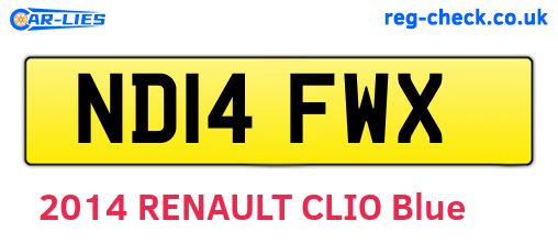 ND14FWX are the vehicle registration plates.