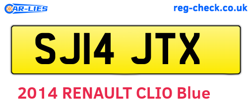 SJ14JTX are the vehicle registration plates.