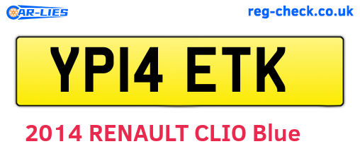 YP14ETK are the vehicle registration plates.