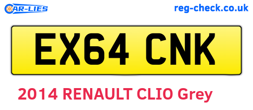 EX64CNK are the vehicle registration plates.