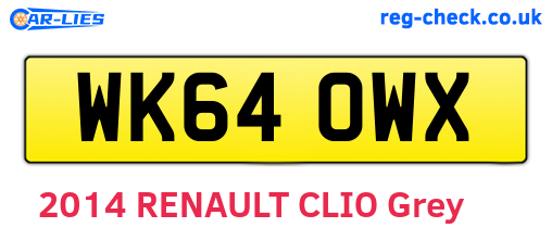 WK64OWX are the vehicle registration plates.