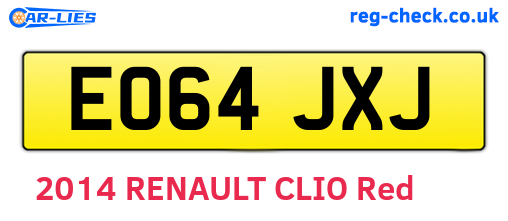 EO64JXJ are the vehicle registration plates.