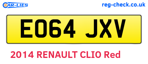 EO64JXV are the vehicle registration plates.