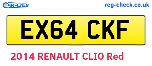 EX64CKF are the vehicle registration plates.