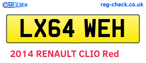 LX64WEH are the vehicle registration plates.