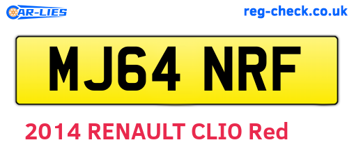MJ64NRF are the vehicle registration plates.
