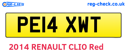 PE14XWT are the vehicle registration plates.
