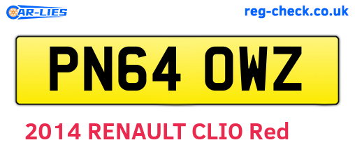 PN64OWZ are the vehicle registration plates.