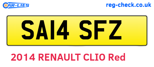 SA14SFZ are the vehicle registration plates.