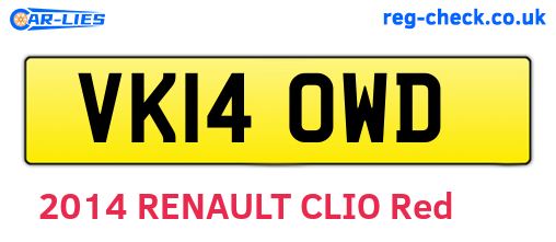 VK14OWD are the vehicle registration plates.