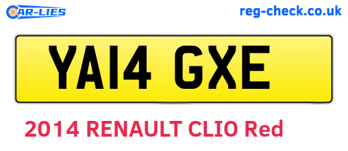 YA14GXE are the vehicle registration plates.