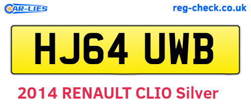 HJ64UWB are the vehicle registration plates.