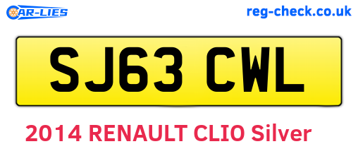 SJ63CWL are the vehicle registration plates.