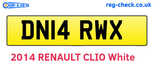 DN14RWX are the vehicle registration plates.