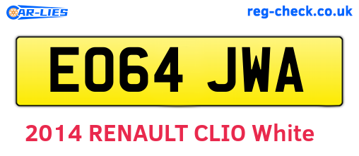 EO64JWA are the vehicle registration plates.