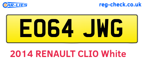 EO64JWG are the vehicle registration plates.