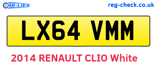 LX64VMM are the vehicle registration plates.