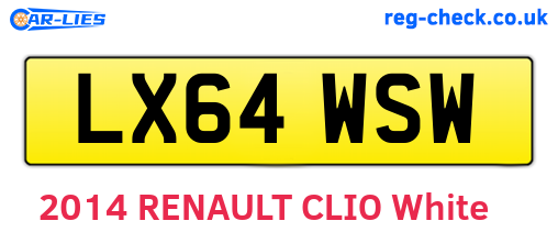 LX64WSW are the vehicle registration plates.
