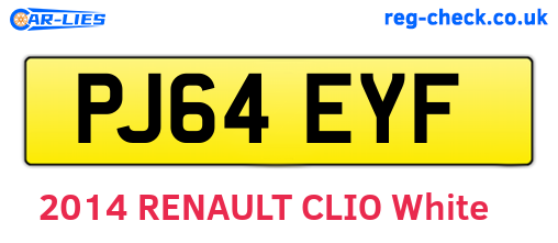 PJ64EYF are the vehicle registration plates.