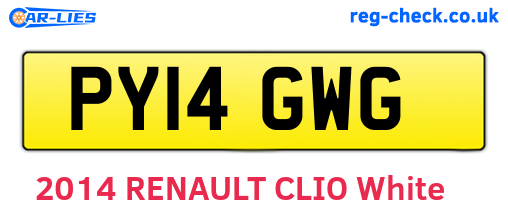 PY14GWG are the vehicle registration plates.