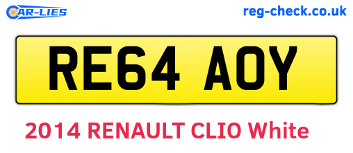 RE64AOY are the vehicle registration plates.