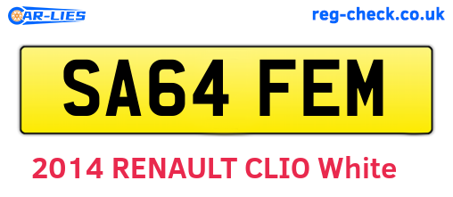 SA64FEM are the vehicle registration plates.