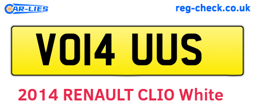 VO14UUS are the vehicle registration plates.