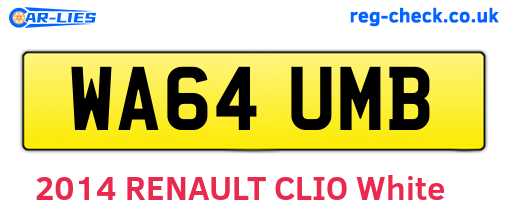 WA64UMB are the vehicle registration plates.