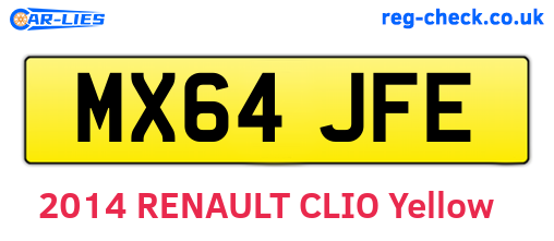 MX64JFE are the vehicle registration plates.