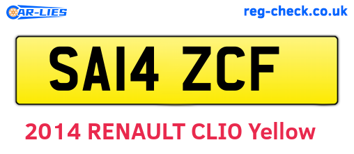 SA14ZCF are the vehicle registration plates.
