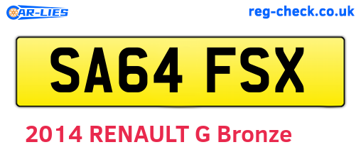 SA64FSX are the vehicle registration plates.