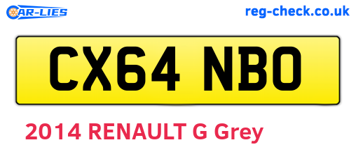 CX64NBO are the vehicle registration plates.
